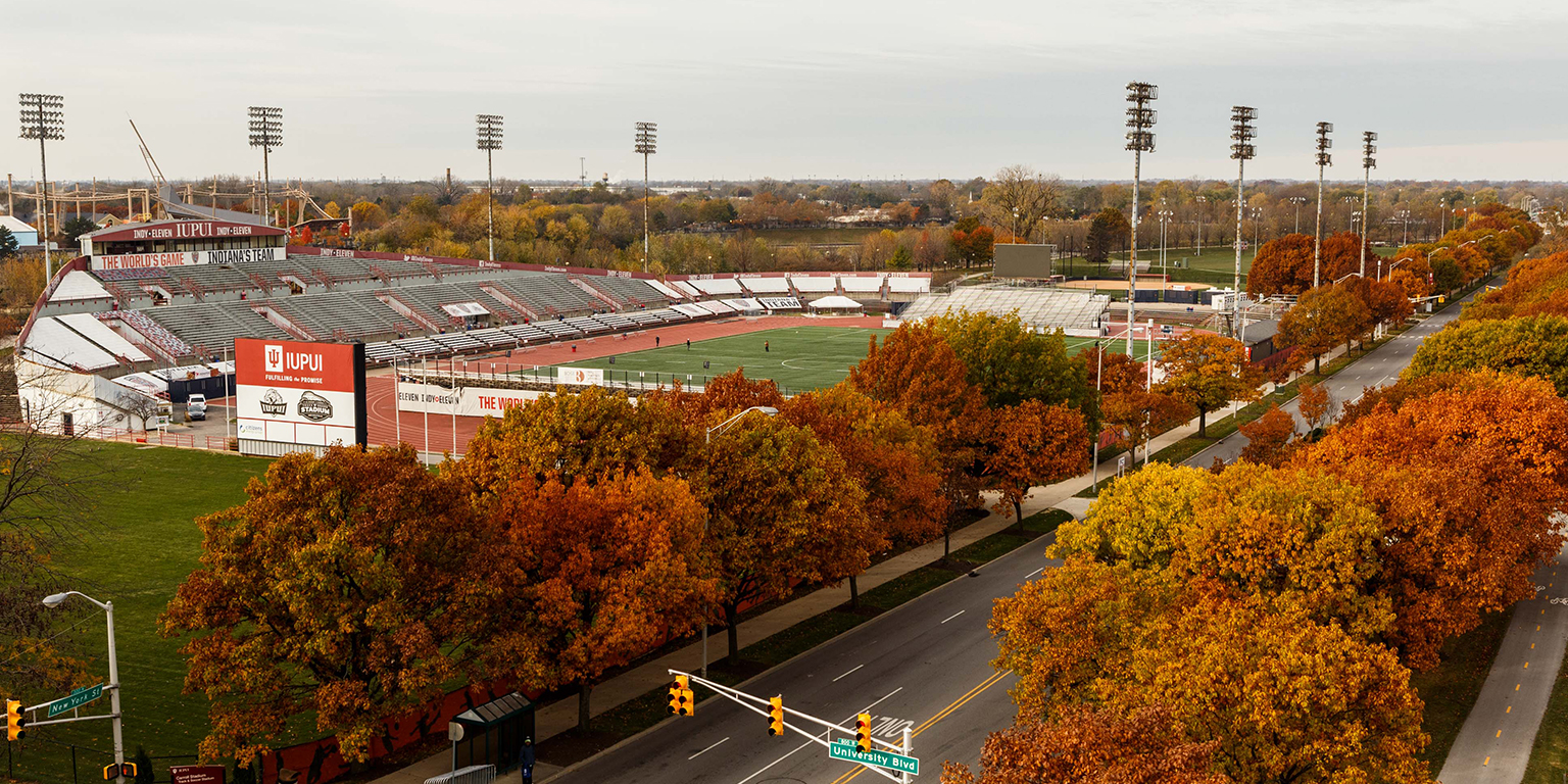 Carroll Stadium from the view of University Hall.